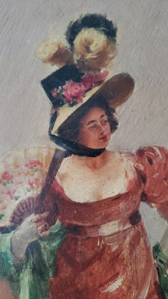 Pair of oils on panel by henri victor lesur