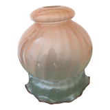 Globe with transparent peach colored glass rims