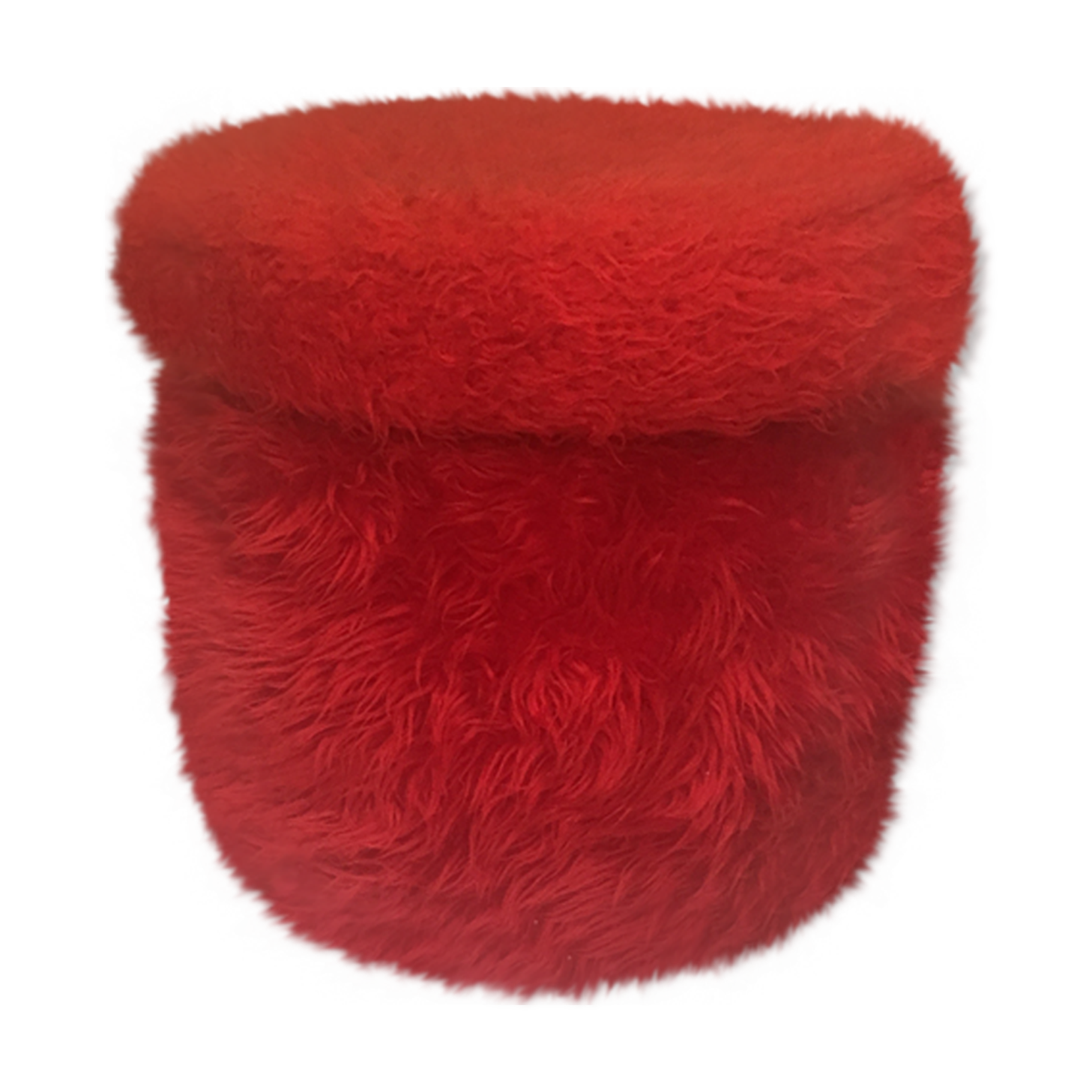 Vintage red fur pouf