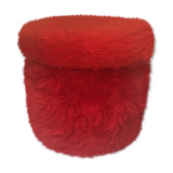 Vintage red fur pouf