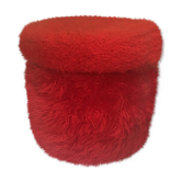 Vintage red fur pouf