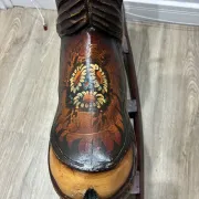 Antique hand-carved rocking horse on wheels, early 20th century
