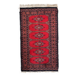 Tapis vintage ouzbek Bukhara fait main en laine – 62 x 106 cm – Années 1970