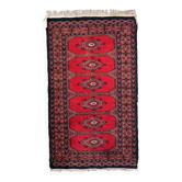 Tapis vintage ouzbek Bukhara fait main en laine – 62 x 106 cm – Années 1970
