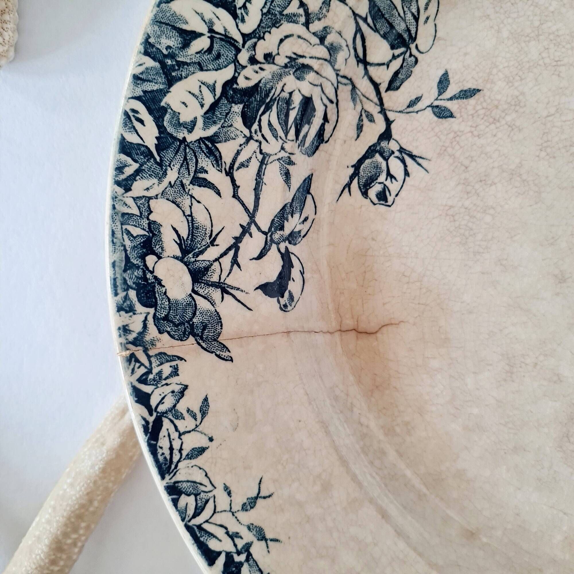 Antique hollow dish / deep plate in earthenware - "Floreal" model