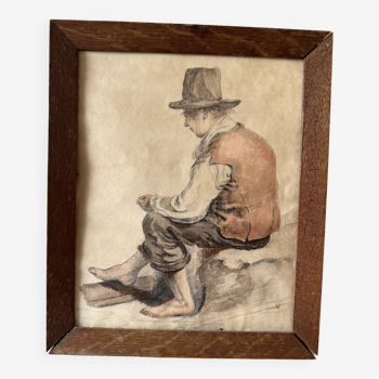 Le garçon aux pieds nu, par J. Schotel XIXème siècle