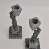Rare decorative candlesticks in bronze and soapstone, Finland, Art Deco