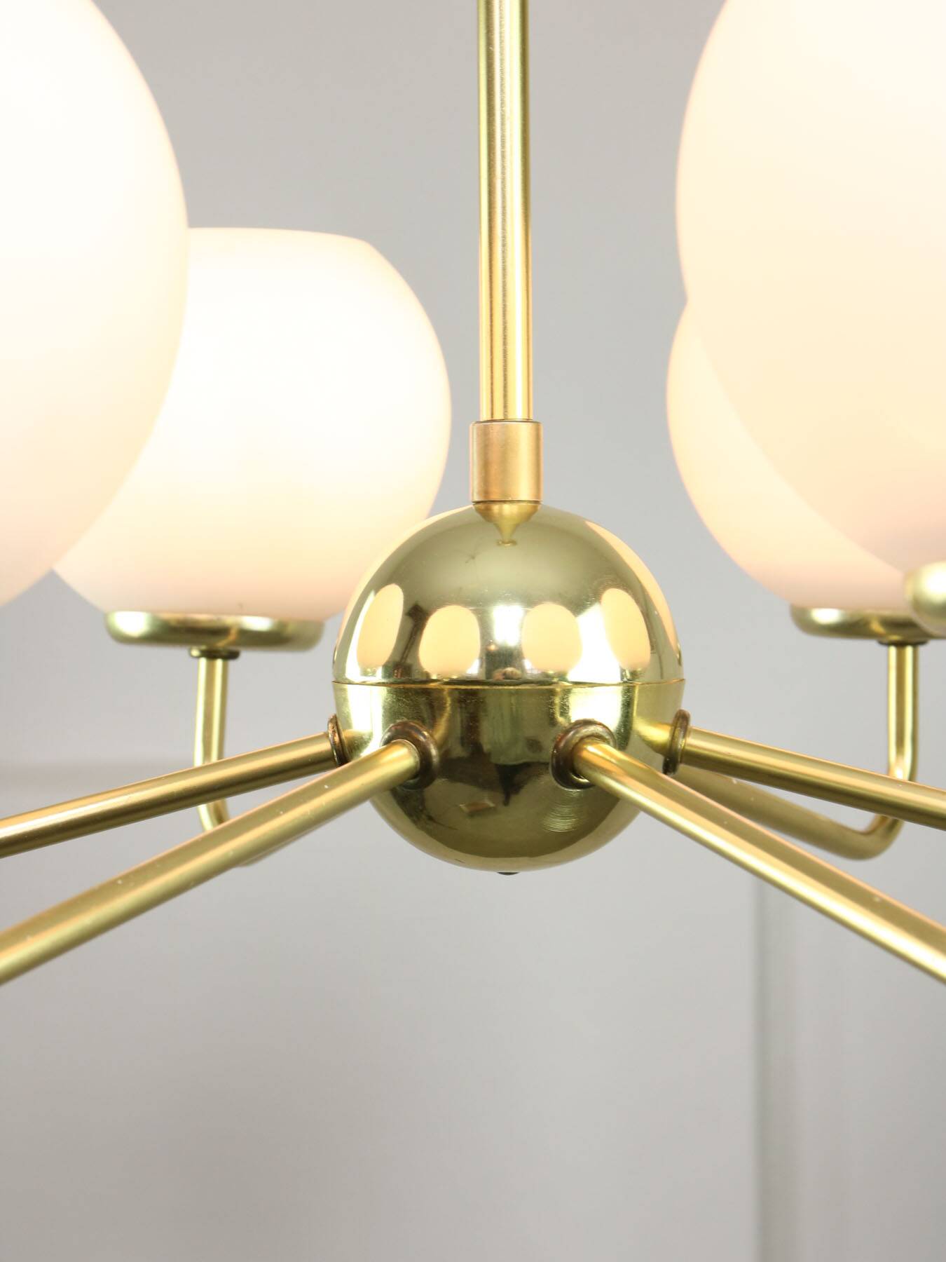Mid-century Upward Sputnik Golden Chandelier, 60s