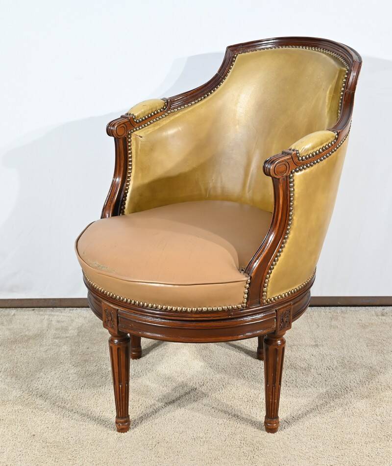 Beech Swivel Office Armchair, Louis XVI style – Late 19th century