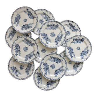 12 dessert plates in iron earth Lierons faience factory of Clairefontaine SG late nineteenth