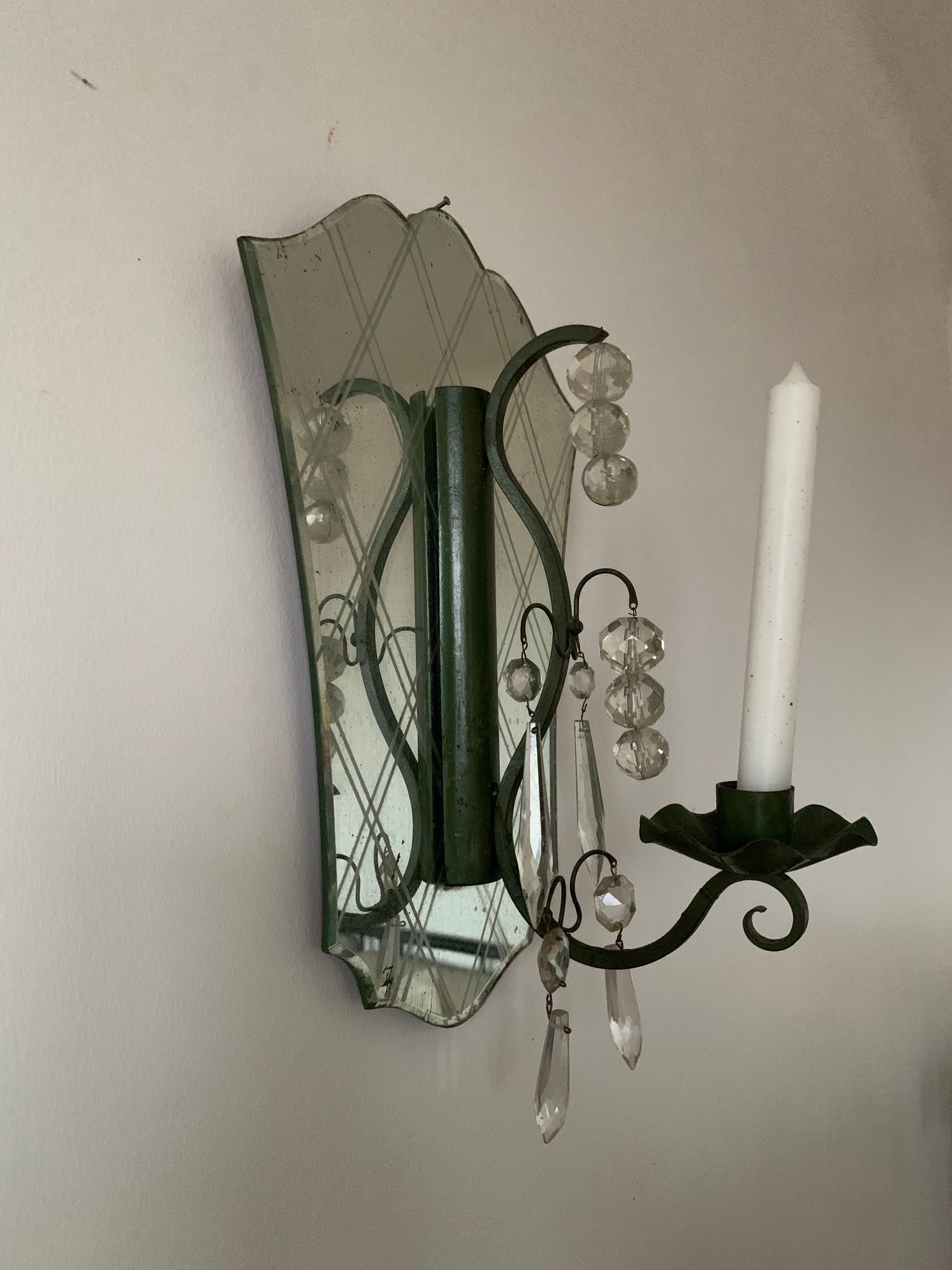 Antique Venetian mirror candle holder