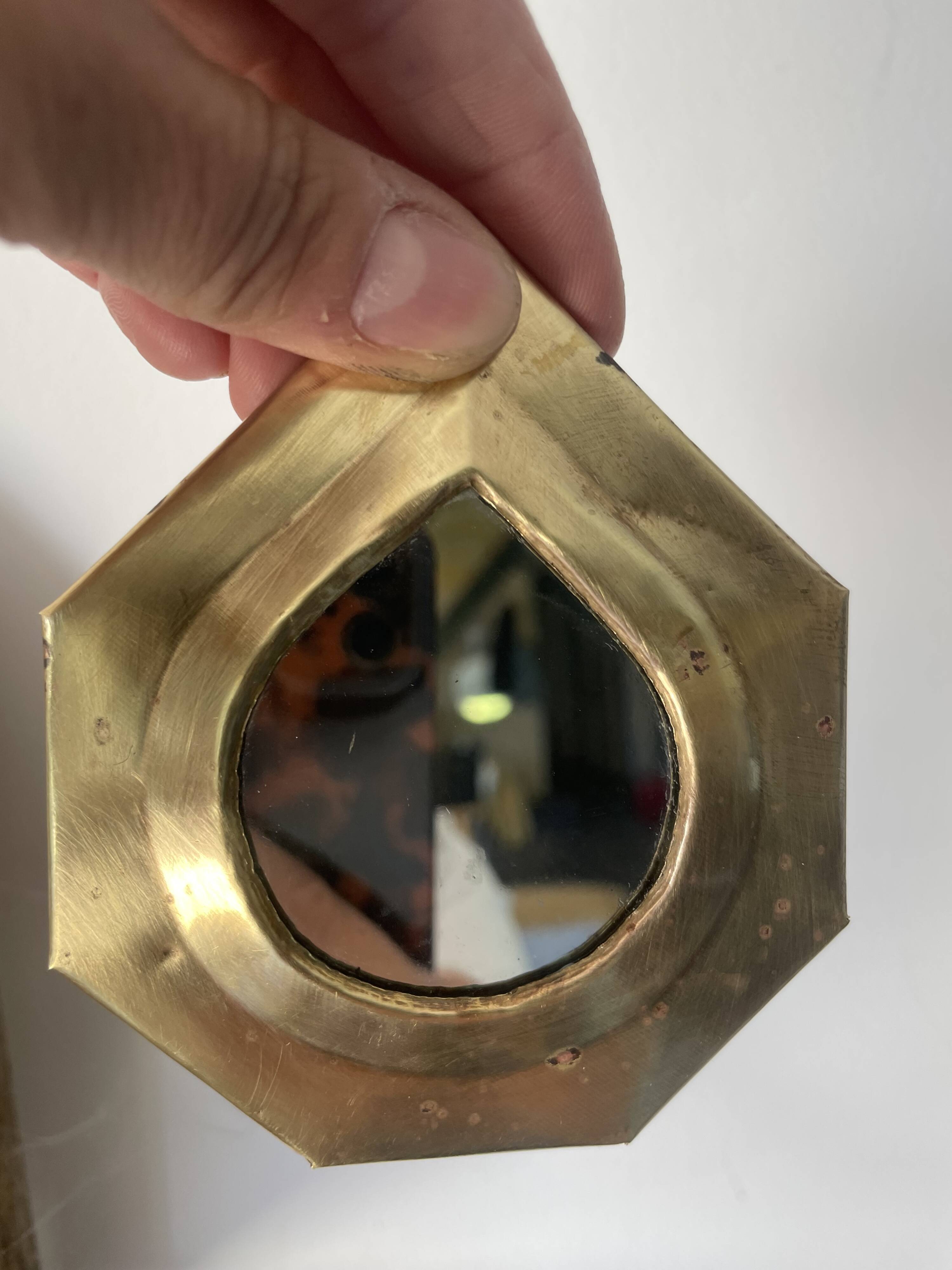 Mini miroir en laiton doré vintage forme goutte