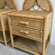 Pair of nightstands vintage rattan