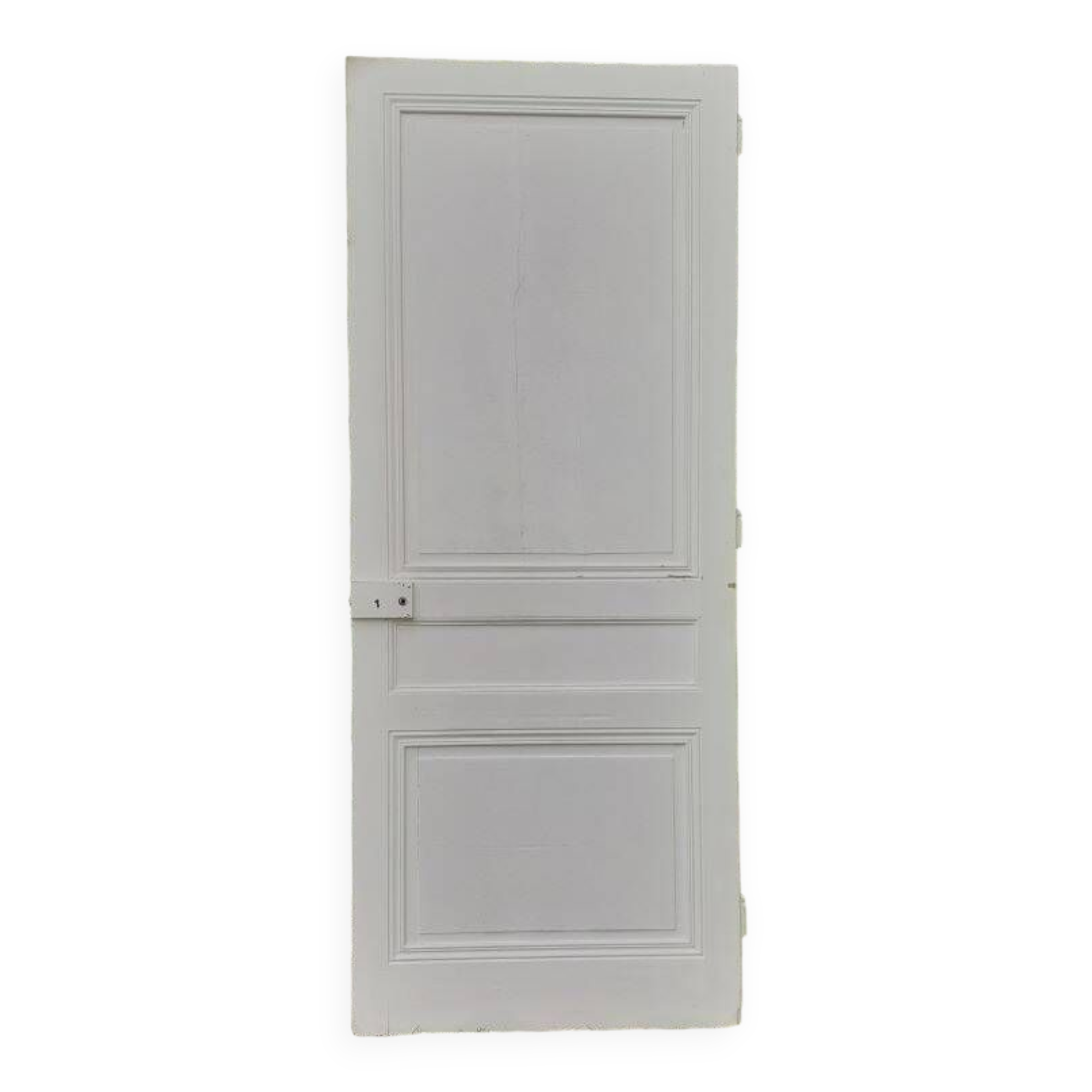 Communication door h221.5xl90cm old paneled, molded, interior
