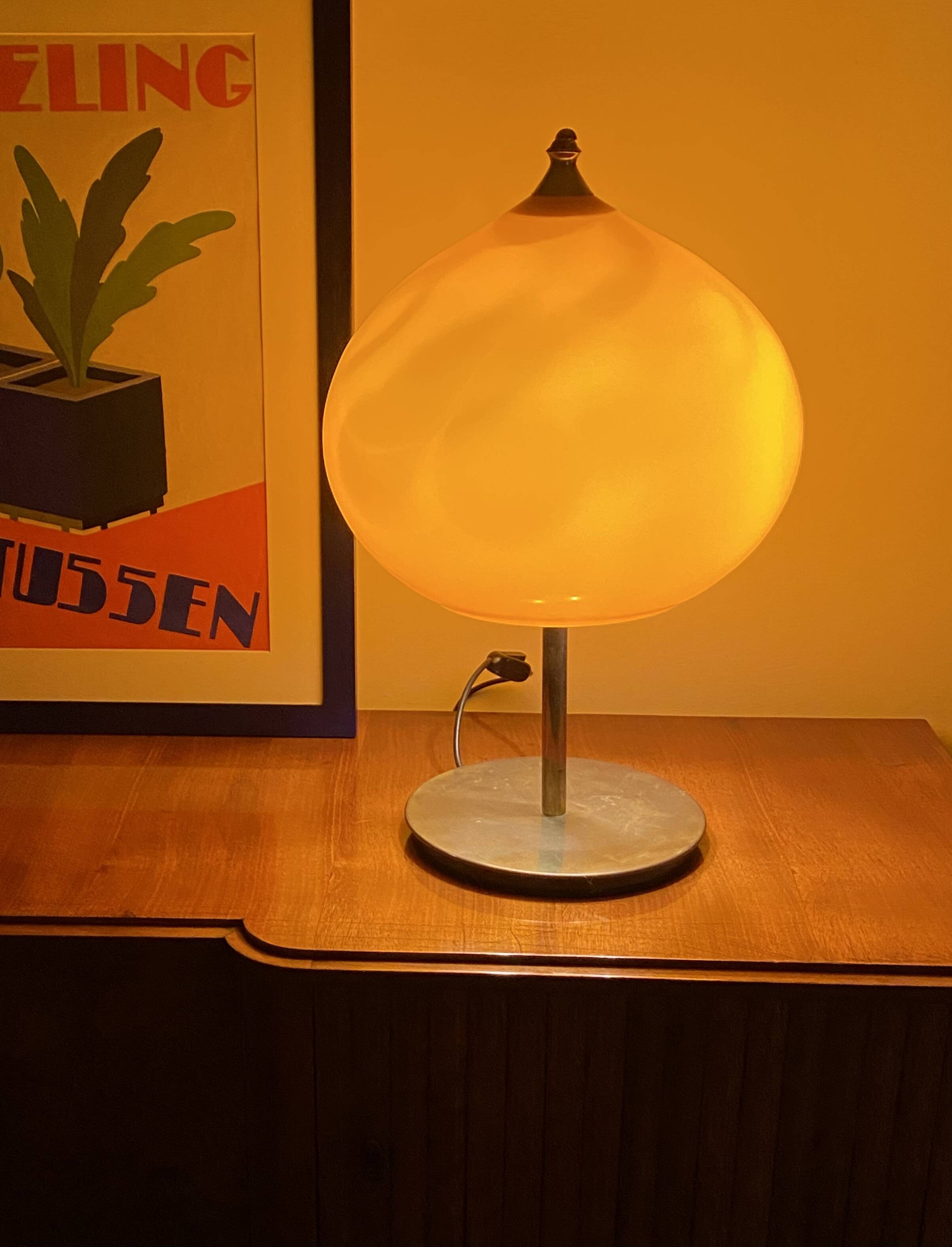 Mid-century modern orange glass Table lamp, Vistosi Italy, 1960s