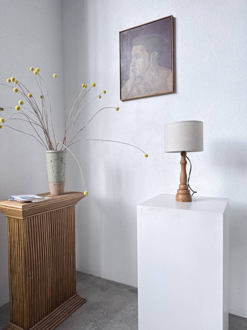 Lampe de bureau en bois chêne clair 1950