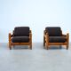 Set of two pine lounge chairs