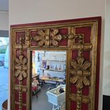 miroir mural Palladio, Italie, 1970 – Décor rouge et dorure patinée