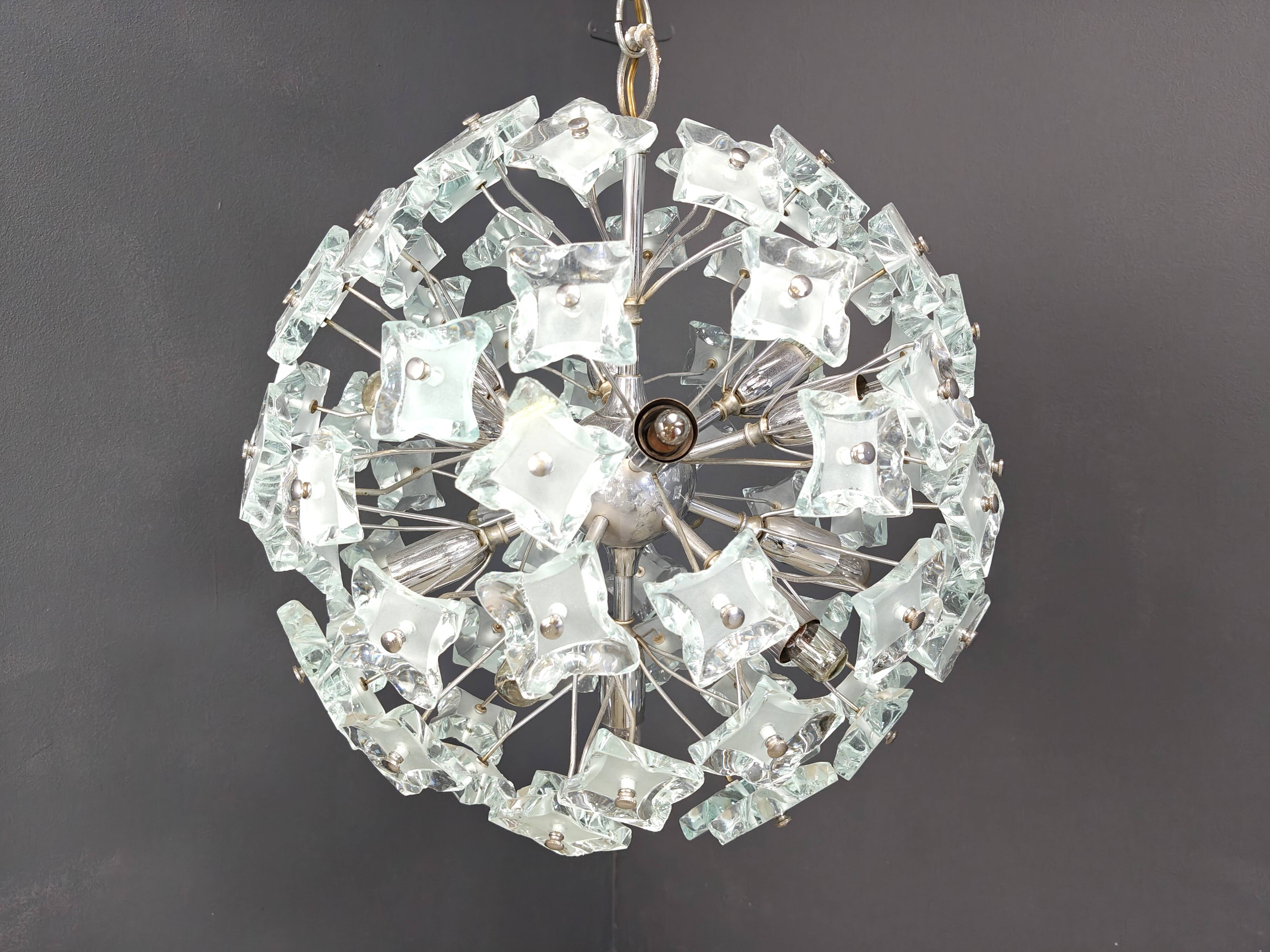 Mid century glass sputnik chandelier, 1970s