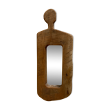 Mirror cubist shape in raw wood Formentera 1970