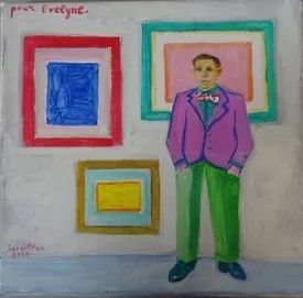 Edouard Sacaillan: the collector with green pants - oil on canvas