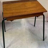 Folding wood and metal school desk