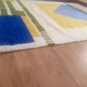 Tapis berbère tissé - motif bleu et jaune - tapis marocain fait main - 300x210 cm