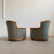 1960s Scandinavian Mid-century Armchairs, Solid Cherry Wood and Velvet