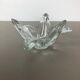 Large French Floral Crystal Glass Shell Bowl by Art Vannes, France, 1970s