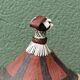 Lot of 3 straw and leather hats, Fulani people, Mali