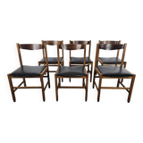 Six Scandinavian-style teak and leather dining chairs