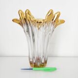 Splash-shaped crystal vase with gold rim