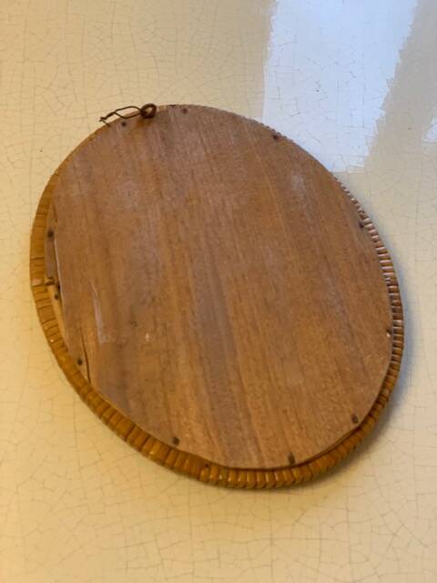 vintage rattan mirror