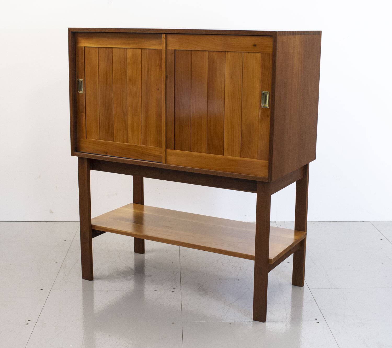 Mid Century Cherry and Teak Linen Cabinet, 1960s