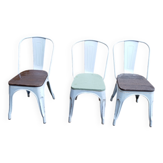 3 chaises style tolix
