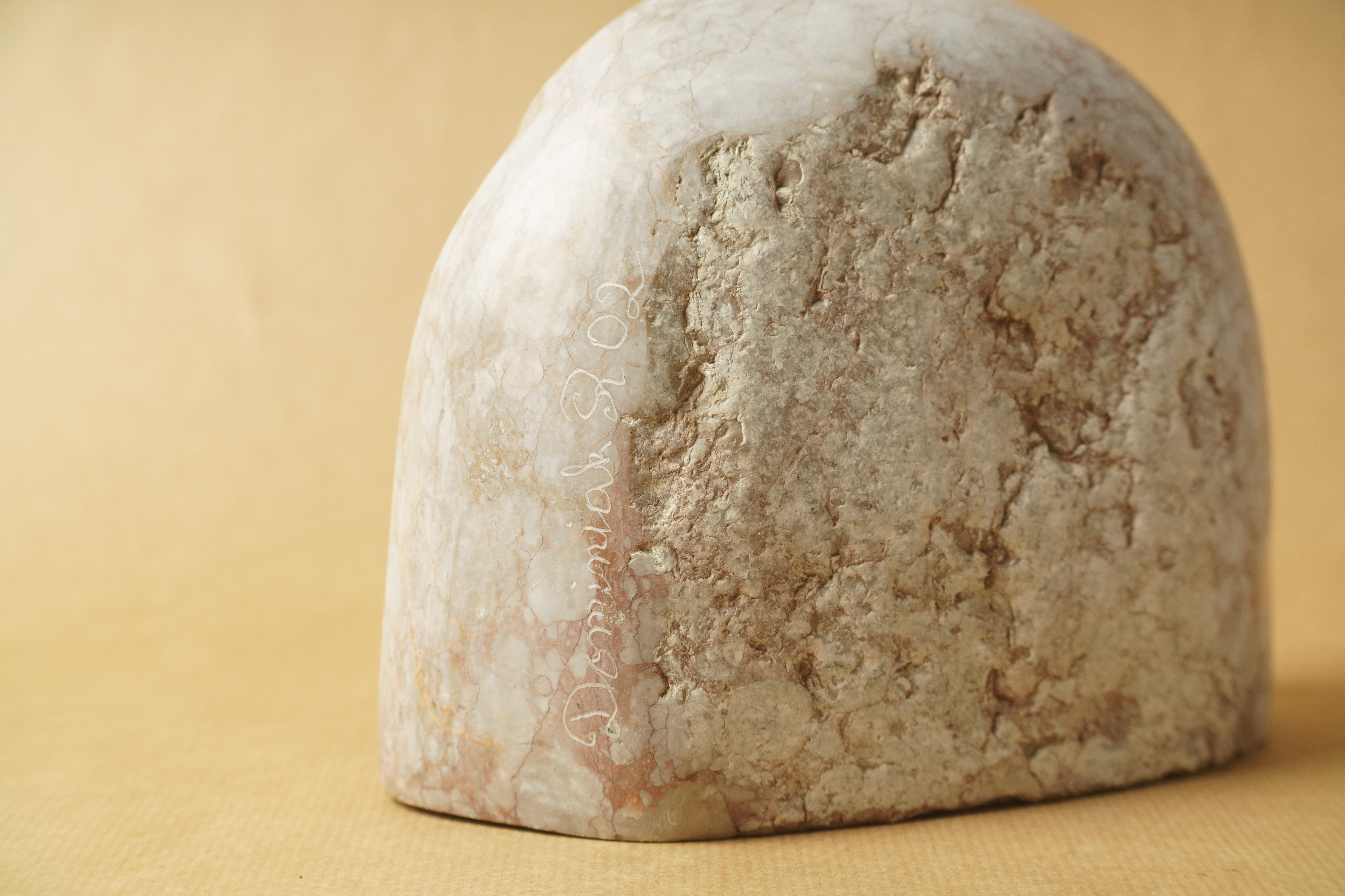 Abstract sculpture stone pink marble contemporary signed