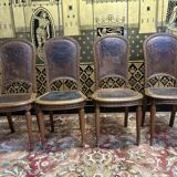 Série de 4 chaises Louis XVI en cuir