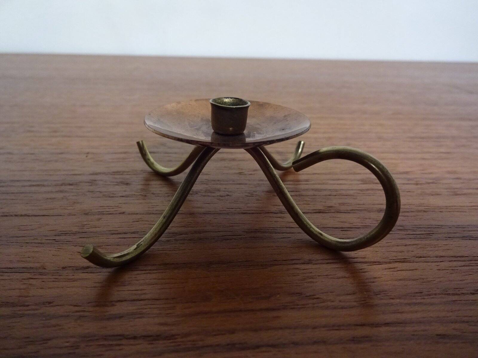 German filigree brass and copper candleholders, 1960s, set of 3