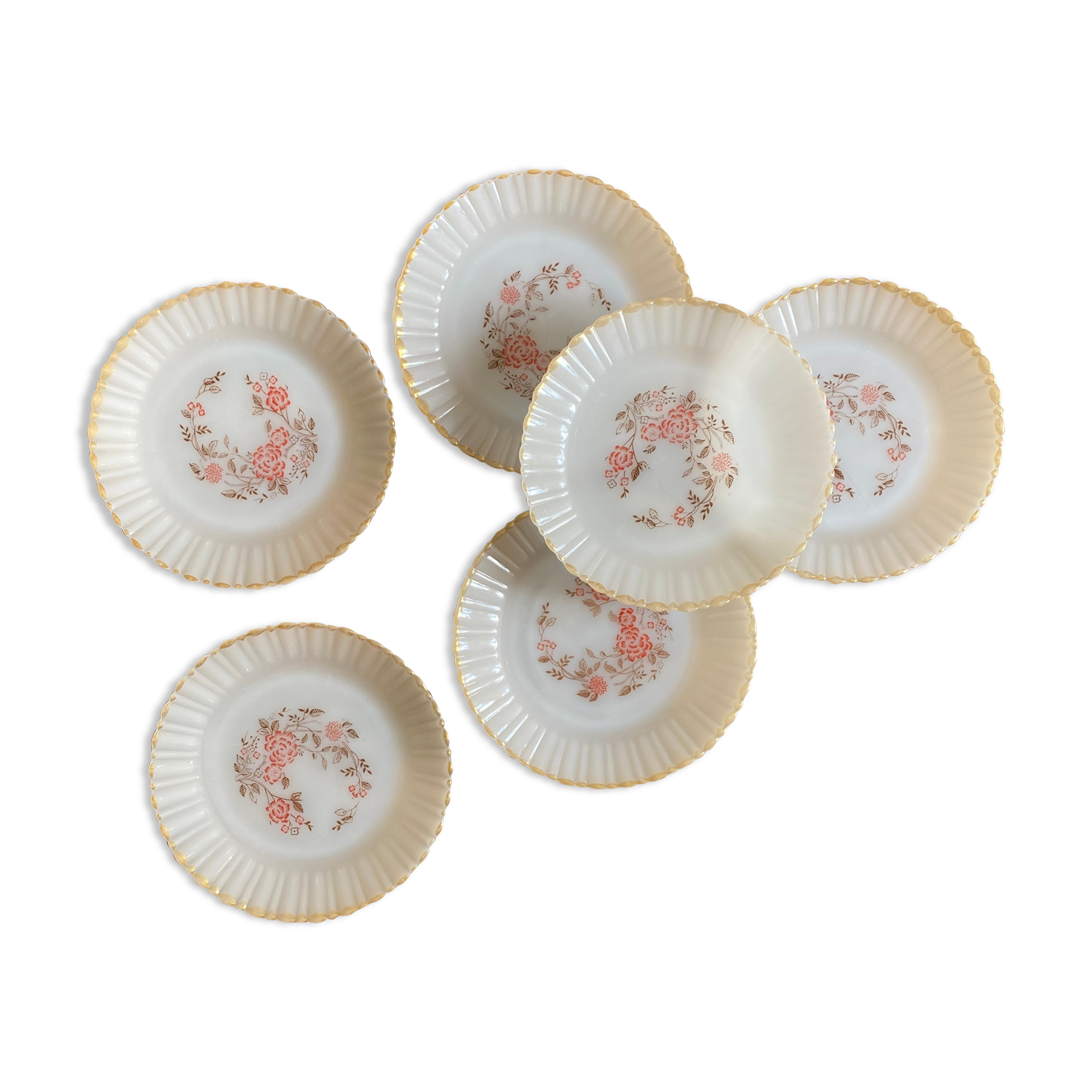 Lot de 6 assiettes à dessert vintage Termocrisa