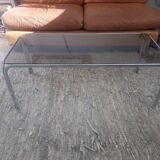 Table basse chrome et verre fumé