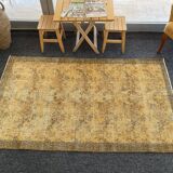 Tapis Oushak jaune 4x7 tapis vintage, tapis surteint jaune, tapis pour vivre MOON.148