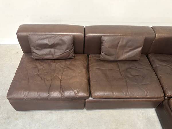 Large leather modular lounge sofa, 1970s