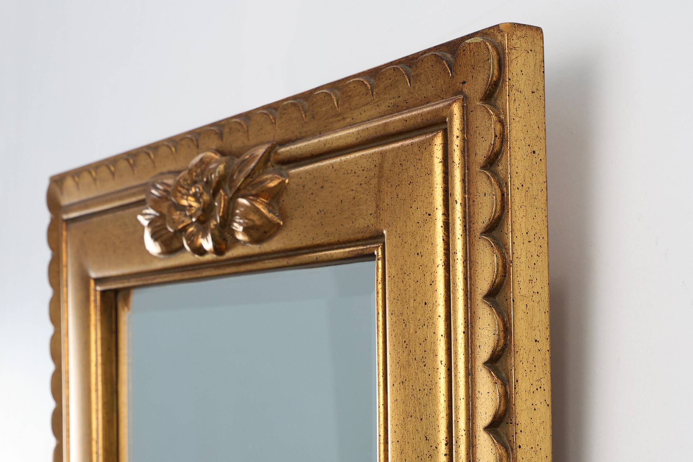 20th Century rectangular Deknudt Gilt Resin Mirror, Belgium