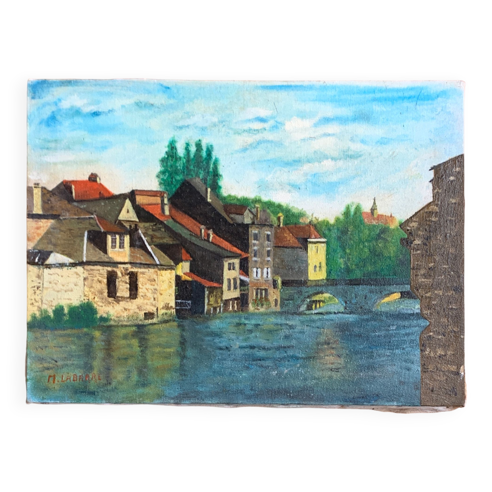 French school, 20th century: oil on canvas, Ornans, the village of Gustave Courbet - Jura