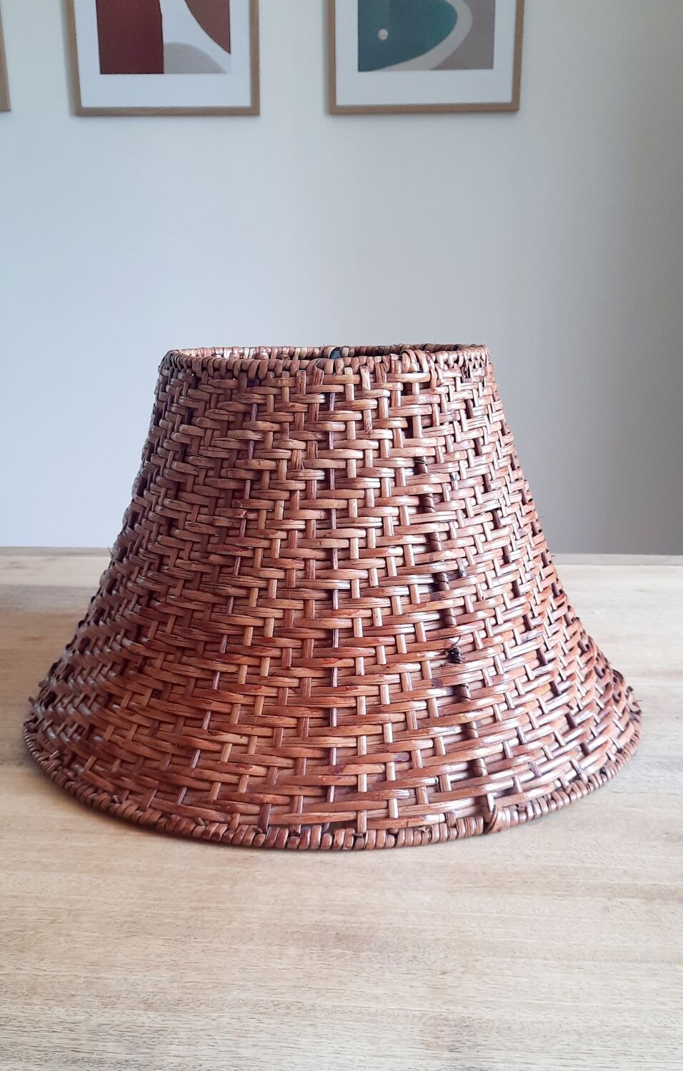 Vintage wicker lamp hat