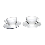 SARREGUEMINES Set of 2 plain molded opaque earthenware cups 1900