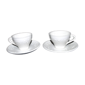 SARREGUEMINES Set of 2 plain molded opaque earthenware cups 1900