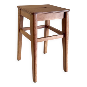 Solid oak workshop stool - 1950s