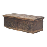 Antique 18th Century Spanish Folk Art Carved Chest