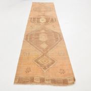 Brown & Cream Turkish Runner Rug, 95x377Cm